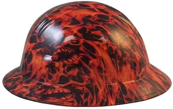 Texas America Safety Company Burning Flames Full Brim Style Hydro Dip Hard Hat