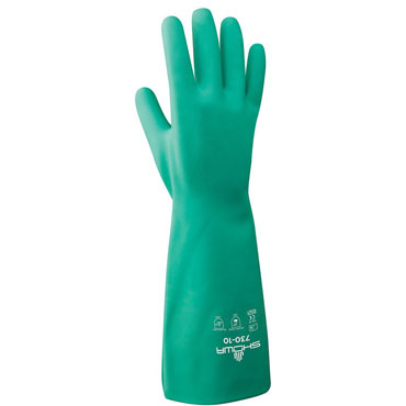 Showa 845-730-08 nitrile cotton flock-lined chemical resistant glove